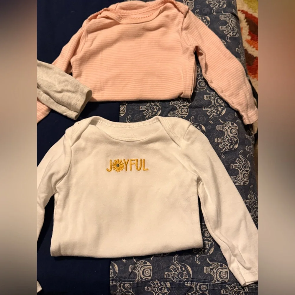 Assorted lot of 4 baby girl Long Sleeve Onesies size 6 months